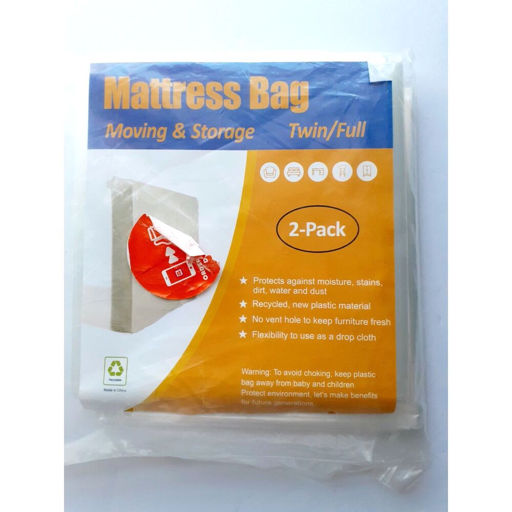 Mattress Bag for Moving and Storage, Twin and Full Size, 2 Pack Clear NWOT
